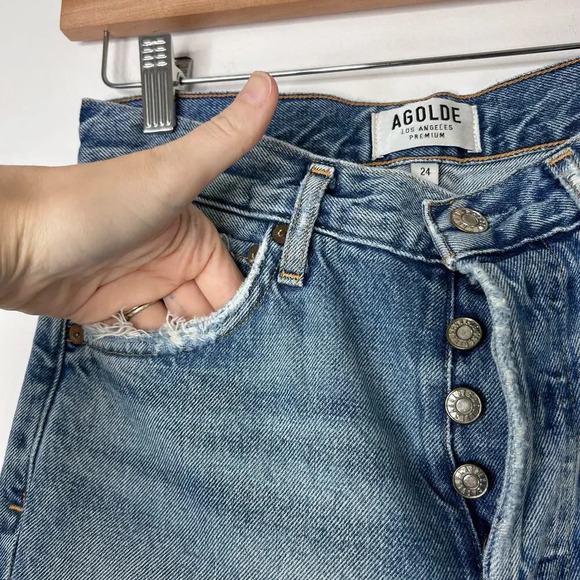 Agolde Jamie Feel Good Jeans High Rise Women’s 24 Distressed Ripped Americana - Picture 5 of 10